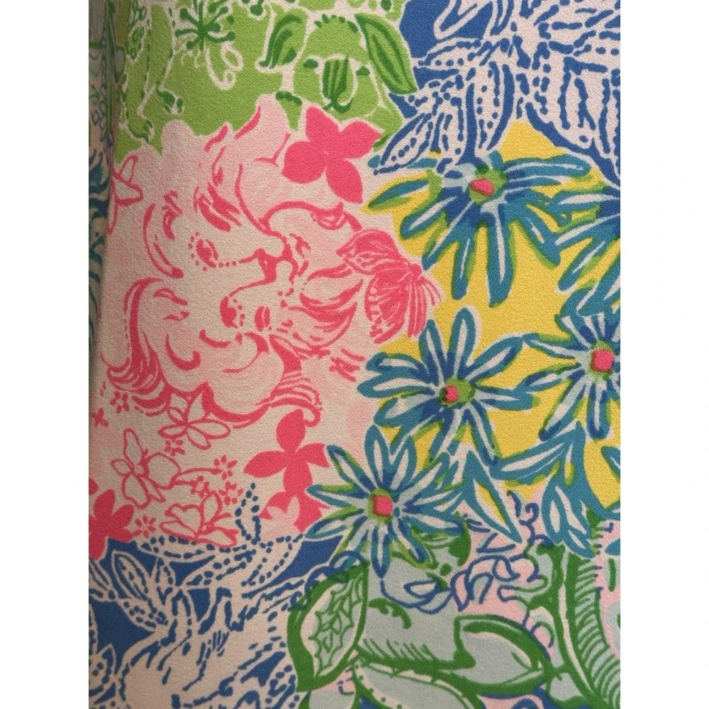 NEW Lilly Pulitzer XS Donna Cheek to Cheek Tunic Top  Floral Lion Around Tie Zip